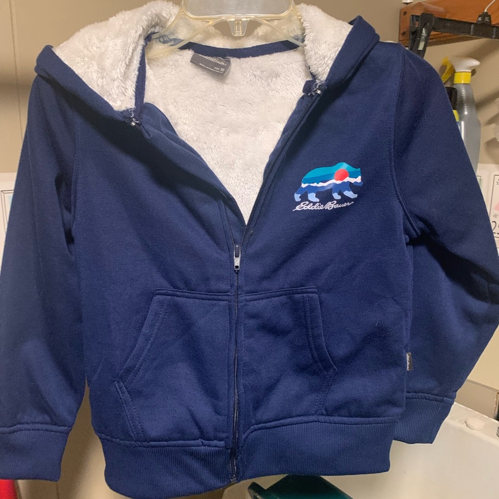 Eddie Bauer Blue Hoodie with Bear Design